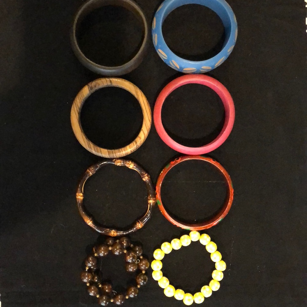 Vintage Lot of 8 Wooden Bracelets
